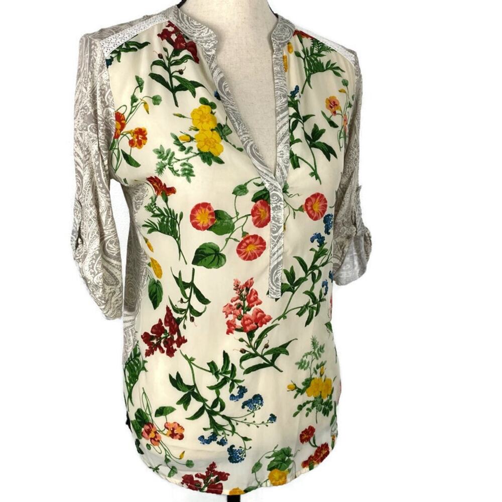 Anthropologie Tiny Effie Blouse Wildflower Garden Floral Womens Sz Sm 71275T